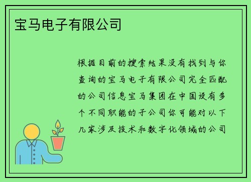 宝马电子有限公司